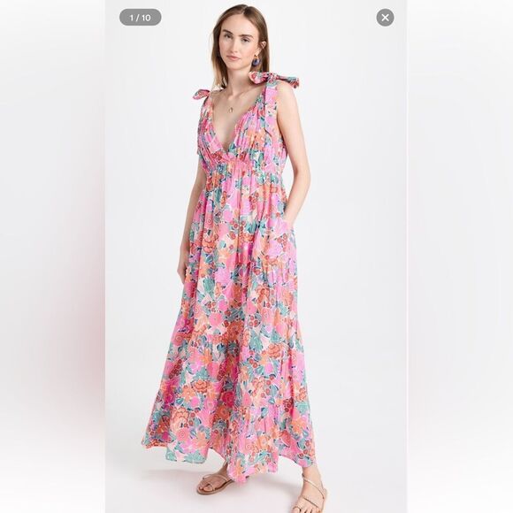 NWT  Banjanan Cosmos Dress Bloomsbury Dawn XS Pink Floral - Picture 1 of 14